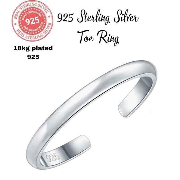 925 Sterling Silver Jewelry - 18kgp 925 Sterling Silver Toe Ring 2mm Band